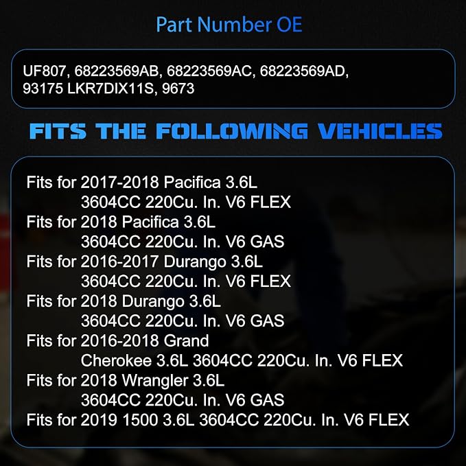 6PCS UF807 Ignition Coils & 6PCS Iridium Spark Plugs Ignition Coils Pack Fits for 2016-2018 Grand Cherokee, 2017-2018 Pacifica, 2016-2018 Durango 3.6L, Aftermarket Parts