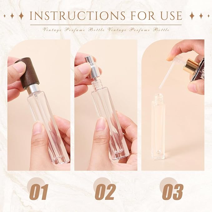 Domensi 20 Pcs 10/15/20/30 ml Perfume Travel Refillable Glass Bottles Spray Bottle Perfume Atomizer for Cologne Dispenser Leak-proof Fragrance Bottles Atomizer Pump Kit (10 ml,Dark Wood Color)