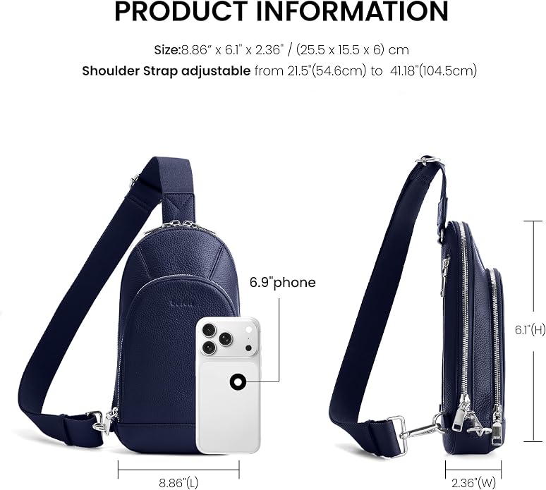 befen Genuine Leather Sling Bag for Women Anti Theft Crossbody Chest Bags Leather Fanny Packs for Travel with RFID Card Slots