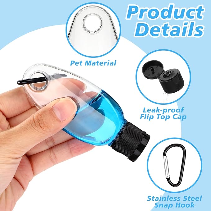 Yalikop 100 Pcs Traveling Bottles with Keychain 1oz Clear Plastic Keychain Bottle Leakproof Refillable Empty Keyring Container Liquid Packing Container Portable Bottle with Lid for Liquid Cream