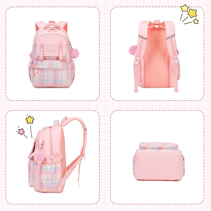 MUSEVOS Girls Backpack, Ideal School Backpack for Girls from Elementary to Teen Years, Kawaii Bookbag Cute Large Capacity