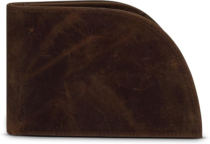 ROGUE WALLET Genuine Leather Wallets for Men – Minimalist, Classic Curved Front Pocket w/ 3 Card Slots, Plastic ID Card Slot & Full Billfold Section – Gifts for Men (Distressed Brown)