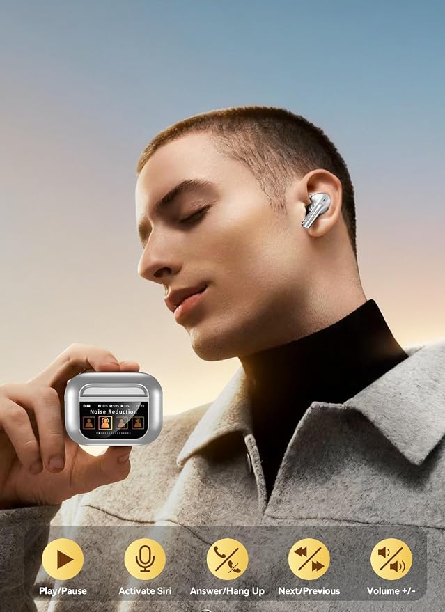 Bucephalus Wireless Earbuds, Ear Buds Active Noise Cancelling with Smart Charging Case, Bluetooth 5.4 Headphones, 48H Playtime & Bass Stereo Sound, Compatible with iPhone, Android, Pad - Sliver