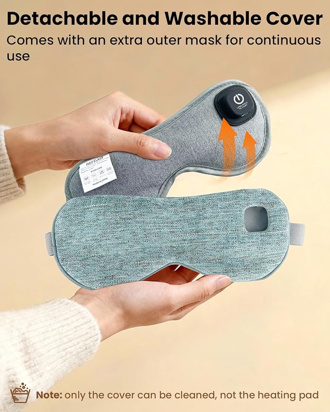 Cordless Heated Eye Mask with 1500mAh Large Battery, 4 Heat Levels & 100% Blackout for Dry Eyes Relief, Fast Heating Eye Heating Pad with 2 Washable Covers for Sleep, Travel, MGD, Blepharitis