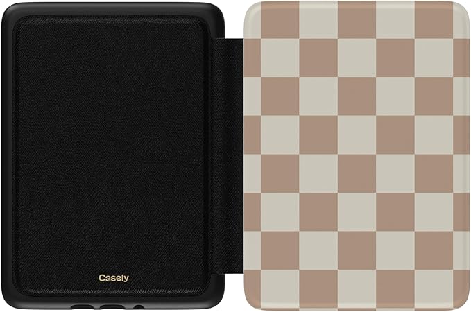 Casely Kindle Case for 7" Kindle Colorsoft and 7" Kindle Paperwhite (12th Generation 2024 Models) | Fit Check | Neutral Checkerboard | Custom-Fit Protection with Auto Sleep/Wake Function