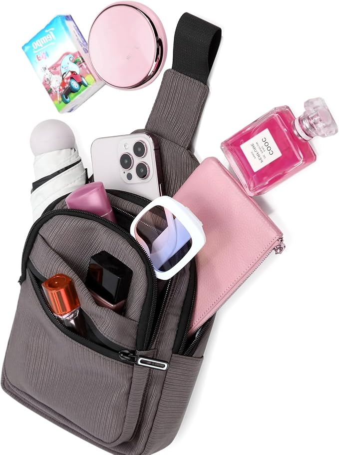 AOSTIHOT Crossbody Small Sling Backpack Sling Bag for Women, Chest Bag Daypack Crossbody for Travel Sport Running Hiking Grey
