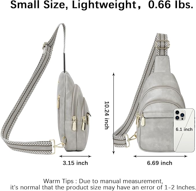 BOSTANTEN Sling Bag for Women Leather Crossbody Bags Fanny Pack Chest Bag for Travel