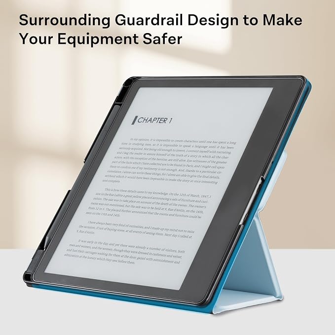 CoBak Case for E-Reader- All New PU Leather Cover with Auto Sleep Wake Feature for E-Reader 10.2" 2022 & 2024 Released with Pen Holder (not Compatible with Remarkable),Sky Blue