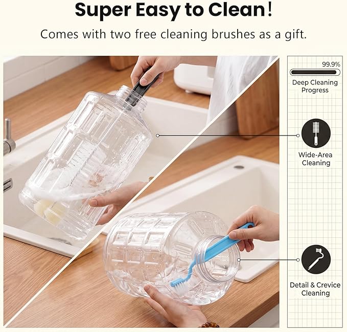 CZPET Dog Water Bowl Dispenser 7L, Wider Mouth & Upgraded Brush for Easy Cleaning Automatic Cat Gravity Refilling Waterer with Removable Stainless Steel Bowl, Large Drinking Area for Multi-Pet (White)