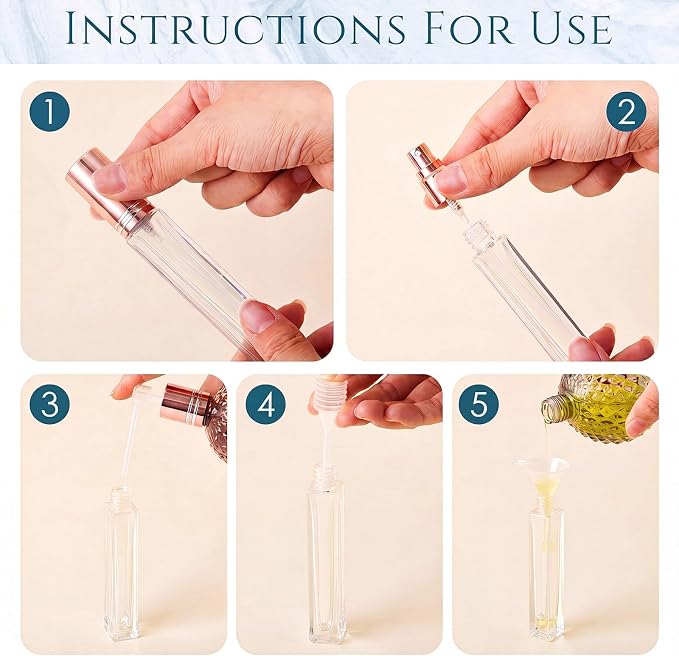 Domensi 40 Pcs 10/15/20/30 ml Perfume Travel Refillable Glass Bottles Spray Bottle Perfume Atomizer for Cologne Dispenser Leak-proof Fragrance Bottles Atomizer Pump Kit (10 ml,Rose Gold)