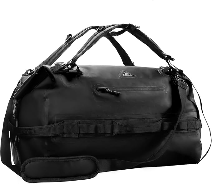 Haimont IPX7 Waterproof Roll-Top Dry Duffel Backpack | 60L/90L Sizes, 500D Tarpaulin, Welded Seams, Mesh Pockets, Boating & Kayaking