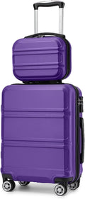 Kono Carry On Luggage Set Airline Approved Lightweight PC+ABS Carry On Suitcase with TSA Lock Spinner Wheels Durable Luggage Hardside Purple