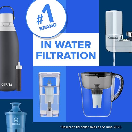 Brita Large 10-Cup Water Filter Pitcher, WQA NSF/ANSI Certified, Removes Chlorine Taste & Odor, Reduces Zinc, Copper & Mercury, 1 Standard Filter, Lasts 2 Months, Bright White