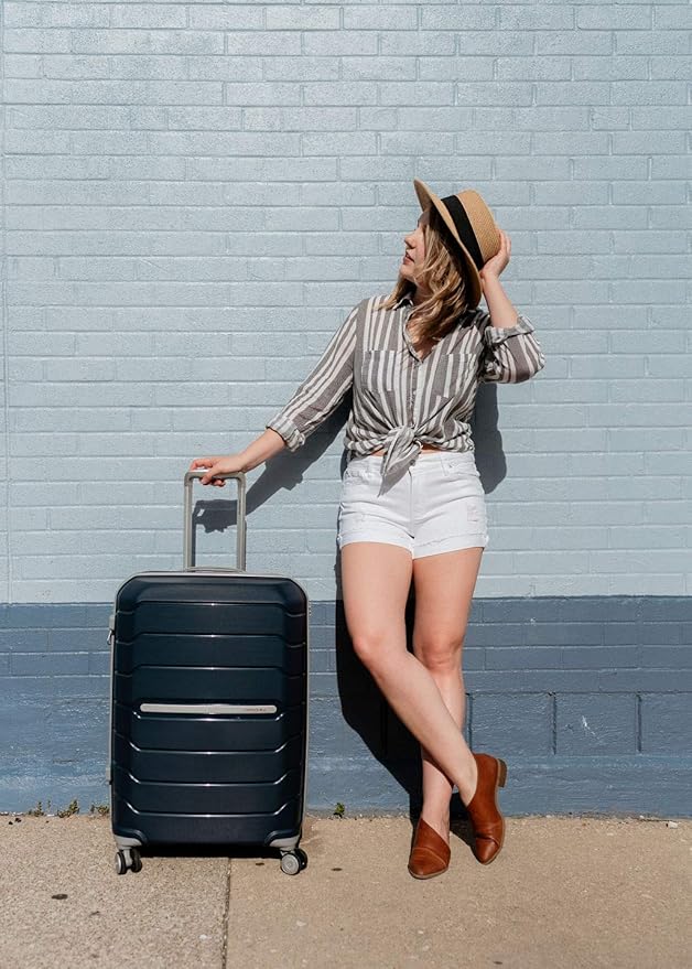 Samsonite Freeform 2-Piece Luggage Set - Carry-On & Large Checked Luggage with Dual Spinner Wheels - Durable Polypropylene Hardshell - TSA Lock, Airline-Approved - Expandable Hard Shell - Navy
