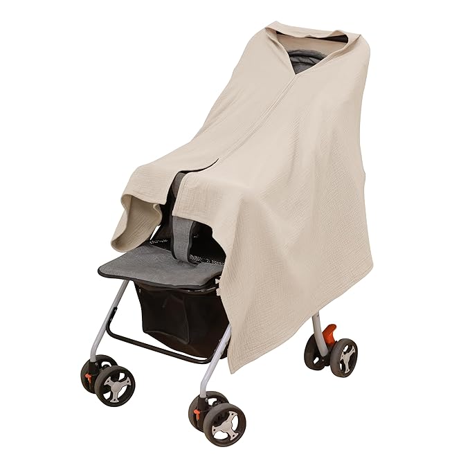 TADO MUSLIN 2-Pack Nursing Covers for Breastfeeding, 100% Organic Cotton Muslin Nursing Cover for Mom, Soft Breathable Breastfeeding Cover, Full Privacy Cover for Nursing, Regular Coverage Brown Beige