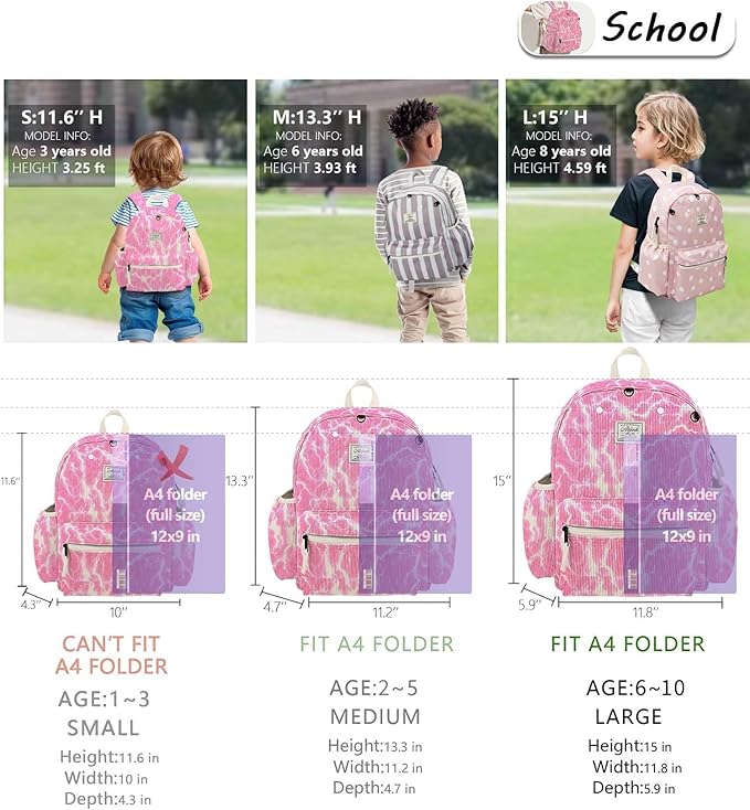 atgark Corduroy Kids Backpack for Girls 6-10: Girls Backpacks for Elementary Kindergarten 15” H Fit Folder