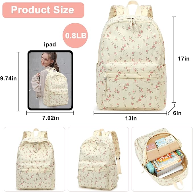 Bluboon School Backpack for Teen Girls Bookbags Elementary High School Corduroy Laptop Bags Women Travel Daypacks