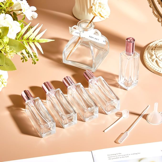 Domensi 30 Pcs 10/15/20/30 ml Perfume Travel Refillable Glass Bottles Spray Bottle Perfume Atomizer for Cologne Dispenser Leak-proof Fragrance Bottles Atomizer Pump Kit (30 ml,Rose Gold)