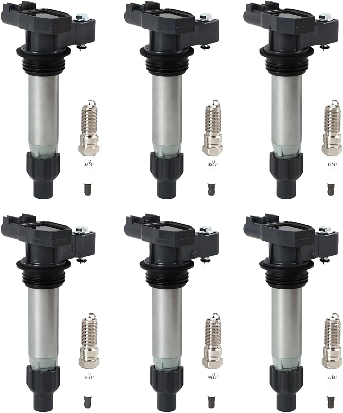 6PCS UF569 Ignition Coils + 6PCS 41-109 Iridium Spark Plugs Ignition Coils Pack Fits for 2012-2020 Impala, 2010-2021 Traverse, 2010-2017 Terrain 3.0L 3.6L, Coil Pack Set Aftermarket Parts