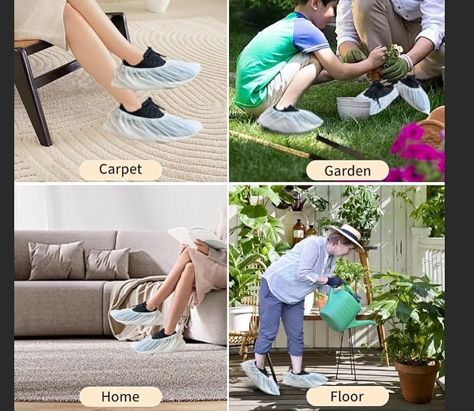 White 1000 Pieces(500 Pairs) Shoe Covers Disposable, Waterproof,Non-Slip for Various Occasions,fits up to US Men's 12 & Women's 13 Size,Durable Booties Boot Covers for Indoors & Outdoor