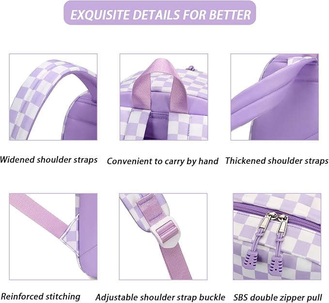 mezhsa Boy School Backpack Elementary Middle Lightning Bookbag Laptop Teenager Waterproof Lightweight 17 Inches (6Purple Square)