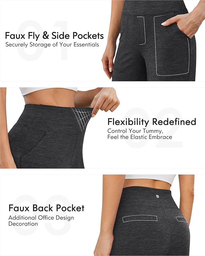 G4Free EverGoing Yoga Pants Women Wide Leg Pants with Pockets High Waist Stretch Dress Casual Sweatpants Petite/Regular/Tall