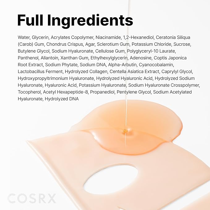 COSRX 5 PDRN Hyaluronic Acid Vital Hydrating Hydrogel Mask, Overnight Hydrogel Face Mask for Glass Glow Skin & Firming with Salmon DNA, Centella PDRN, Mothers day gift, Korean Skin Care (34g x 3ea)