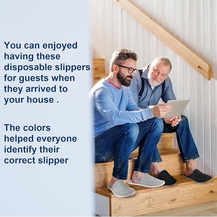 Geyoga 12 Pair House Slipper for Guest Non Slip Disposable Slipper for Travel Washable Reusable Closed Toe Hotel Bridesmaid Indoor Spa Wedding Party Shoeless Home