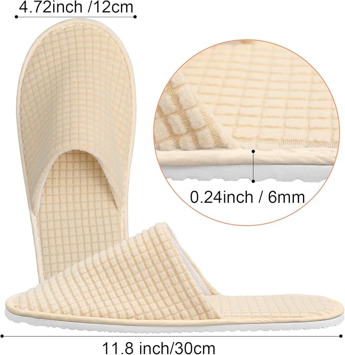 Geyoga 12 Pair House Slipper for Guest Non Slip Disposable Slipper for Travel Washable Reusable Closed Toe Hotel Bridesmaid Indoor Spa Wedding Party Shoeless Home