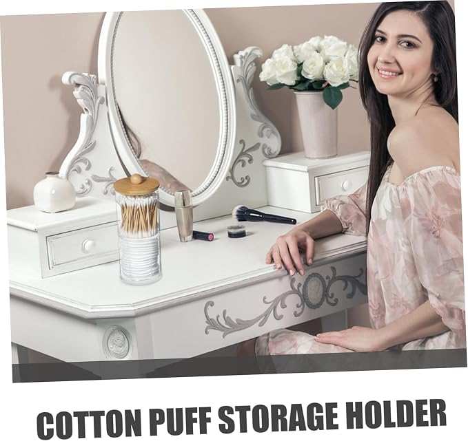 5pcs Cotton Swab Jar Lid Stackable Storage Canister for Makeup Cotton and Pads Elegant Organizer for Vanity and Bathroom Use