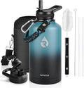 RAYMYLO Insulated Water Bottle 64 oz, Triple Wall Vacuum Stainless Steel (Cold for 48 Hrs), Leak Proof & Non-BPA, Half Gallon Water Flask Jug with Paracord Handle & Straw Spout Lids