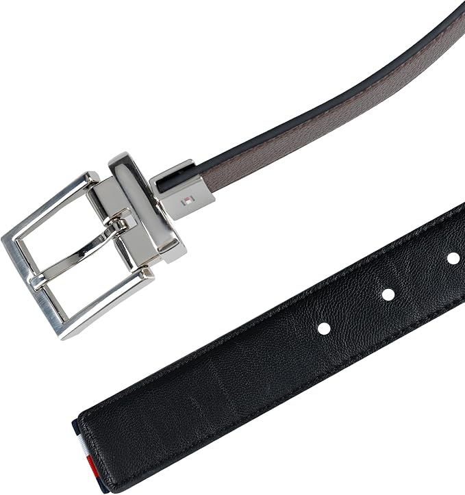 Tommy Hilfiger Men's Reversible Leather Belt, 2‑in‑1 Design for Dress Or Casual Wear