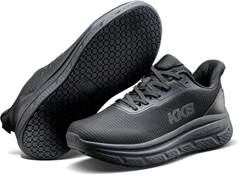 Men's Non Slip Work Shoes Waterproof Easy Slip Sneakers for Kitchen Restaurant Chefs Nurses with Arch Fit Support Orthopedic