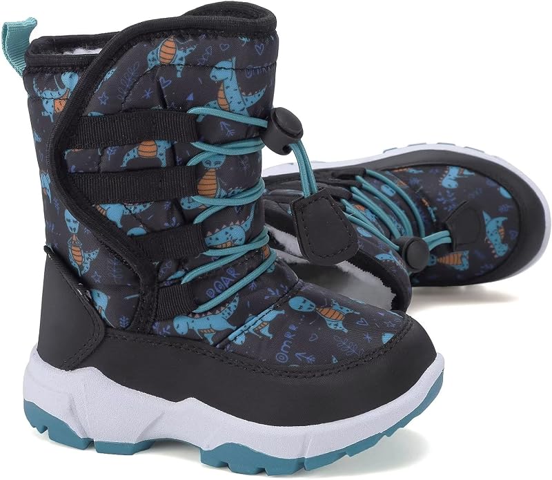 CIOR Winter Snow Boots for Boy and Girl Outdoor Waterproof with Fur Lined(Toddler/Little Kids)