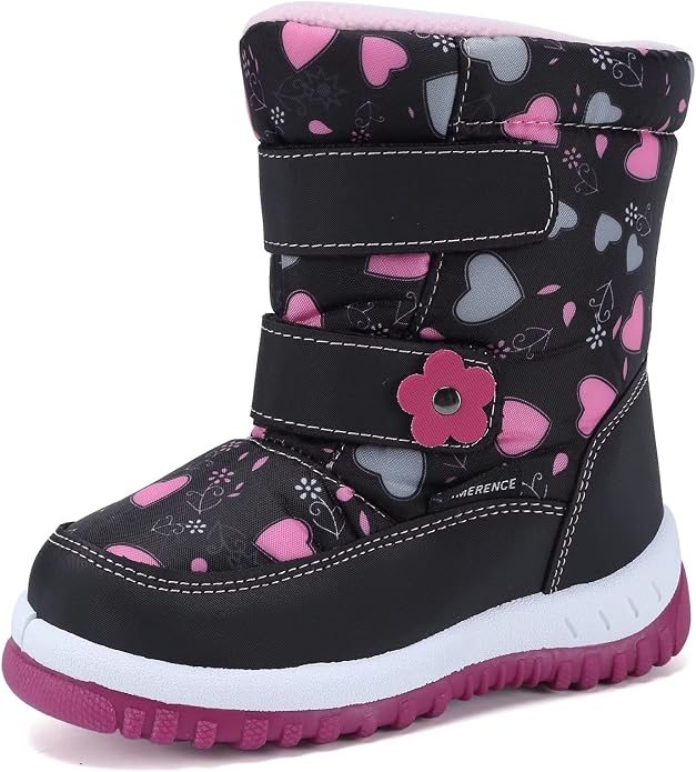 CIOR Winter Snow Boots for Boy and Girl Outdoor Waterproof with Fur Lined(Toddler/Little Kids)