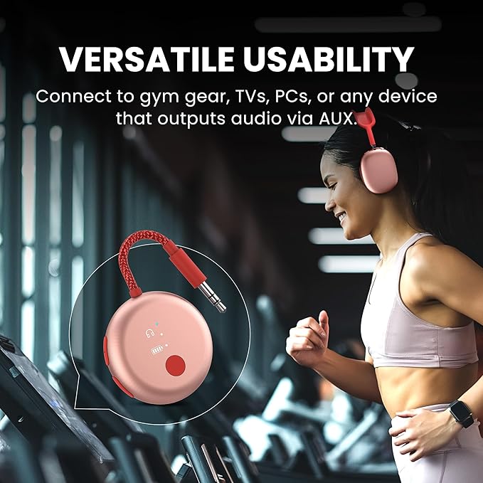 Avantree SoundJet R1 – 25Hr Airplane Bluetooth Adapter for All AirPods | Qualcomm Chipset & aptX Adaptive, Wireless Audio Transmitter for Flight Travel, Works with Bose & Other Headphones