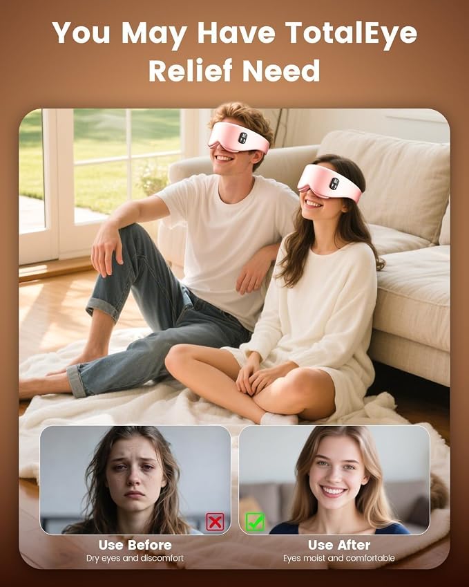 Heated Eye Mask - Cordless Eye Mask for Dry Eyes, Eye Relief, Improved Sleep, Timed Shutdown, 4 Temperature, Washable Eye Heating Pad for Travel, Removable for Cleaning - Pink