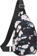Tuwubi Crossbody Bags for Women, Sling Bag for Men, Small Hiking Backpack Anti Theft Lightweight for Outdoors Travel （M, Black Floral）