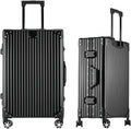 HotWay Checked In Luggage with Spinner Wheels, Aluminum Hard Shell Zipperless Suitcase with TSA Lock, Large Rolling Suitcase for Business Travel (Aluminum Black, 28 Inch)