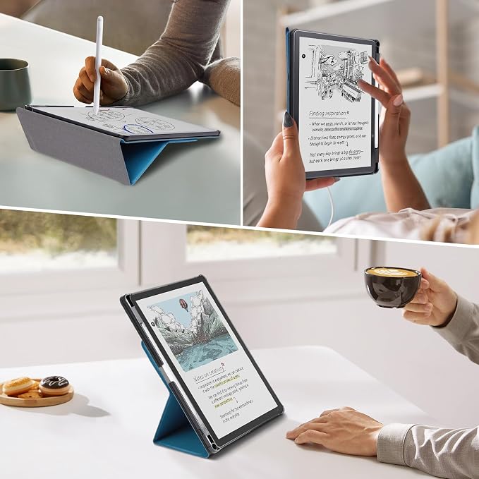 CoBak Case for 11" Kindle Scribe 3rd Generation 2025, Kindle Scribe Colorsoft with Two Viewing Angles - All New PU Leather Cover with Auto Sleep Wake, Pen Holder. Royal Blue