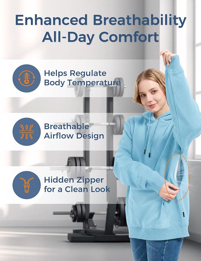 Travel Hoodie with Built-In Eye Mask for Airplane Travel Breathable Comfort Pullover Sweatshirt Multiple Pockets