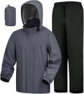 iCreek Rain Suit Waterproof Hooded Rain Gear Breathable Lightweight Packable Rain Jacket Pants Men Women for Hiking Fish Golf
