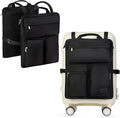 BAREFOOT CARIBOU Over Luggage Organizer for Carry On Bag or Suitcase with Storage Pockets, 16” Laptop Sleeve with Handle, Travel Accessories Bag Slide On Luggage Harness with Adjustable Straps (Black)