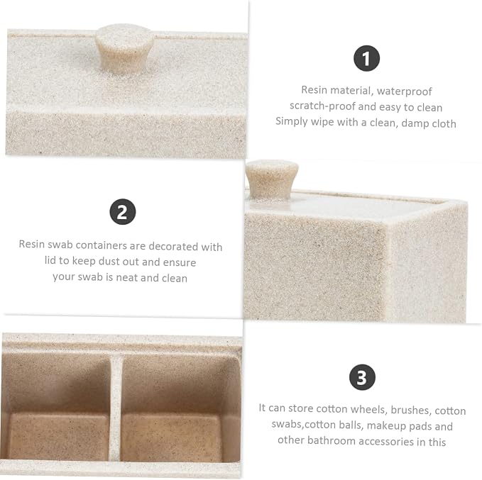 WOONEKY Compartment Cotton Pad Storage Box Detachable Divider for Hair Accessories and Makeup Applicators Compact Organizer for Cotton Swabs and Pads for Bathroom and Vanity Use