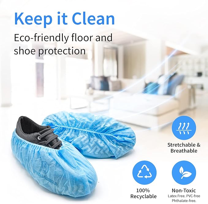 22 Premium XL Booties -Thick Extra Large Disposable Boot & Shoe Covers, Non Slip Water Resistant Foot Protectors, Construction Durable 42GSM for Indoors Outdoors, Up to US Men 13, Women 15