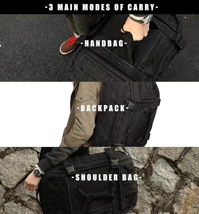 Miramrax Travel Duffle Bag Backpack for Men - Large Tactical Bags Weekender Gym Bag for Overnight Traveling Military Workout Deployment Sports (Black, 80L)