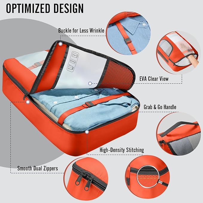 Veken 10 Set Packing Cubes for Travel Essentials, Suitcase Organizer Bags in 4 Sizes, Carry-On Luggage Accessories with Large Laundry Bag & Passport Holder, Must-Have for Airplane, Road Trip & Camping