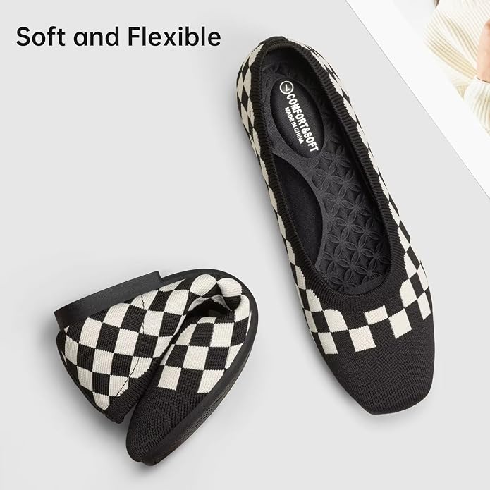 Frank Mully Women's Flats Square Toe Flats Comfortable Slip on Washable Ballet Flats Shoes for Women Dressy Work