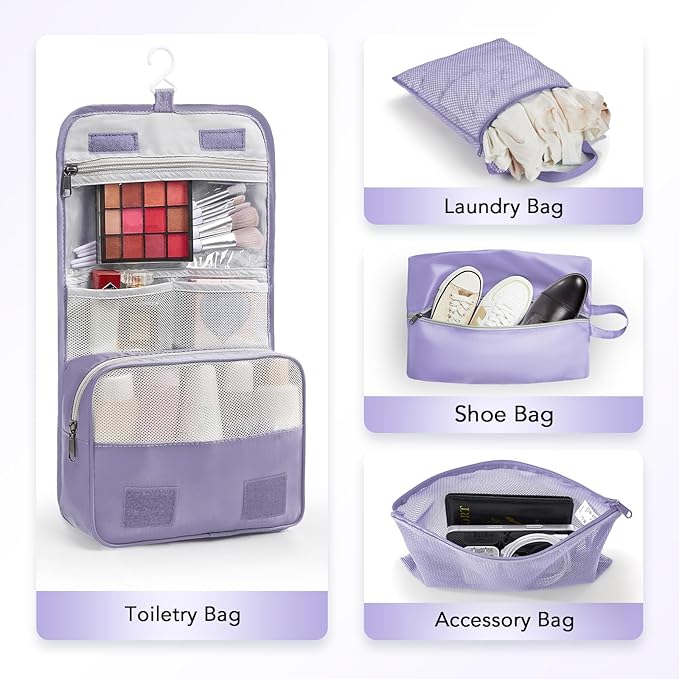 10 Set Compression Packing Cubes for Travel Essentials,Compressible Expandable Packing Cubes for Suitcase,OlarHike Luggage Garment Bags for Travel,Handy Helper for Organizing Clothes(Purple Gray)