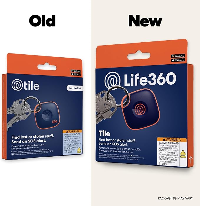 Tile by Life360 Mate Bluetooth Tracker, Keys Finder and Item Locator for Keys, Bags and More. Phone Finder. Both iOS and Android Compatible. 1-Pack (Navy Blaze)